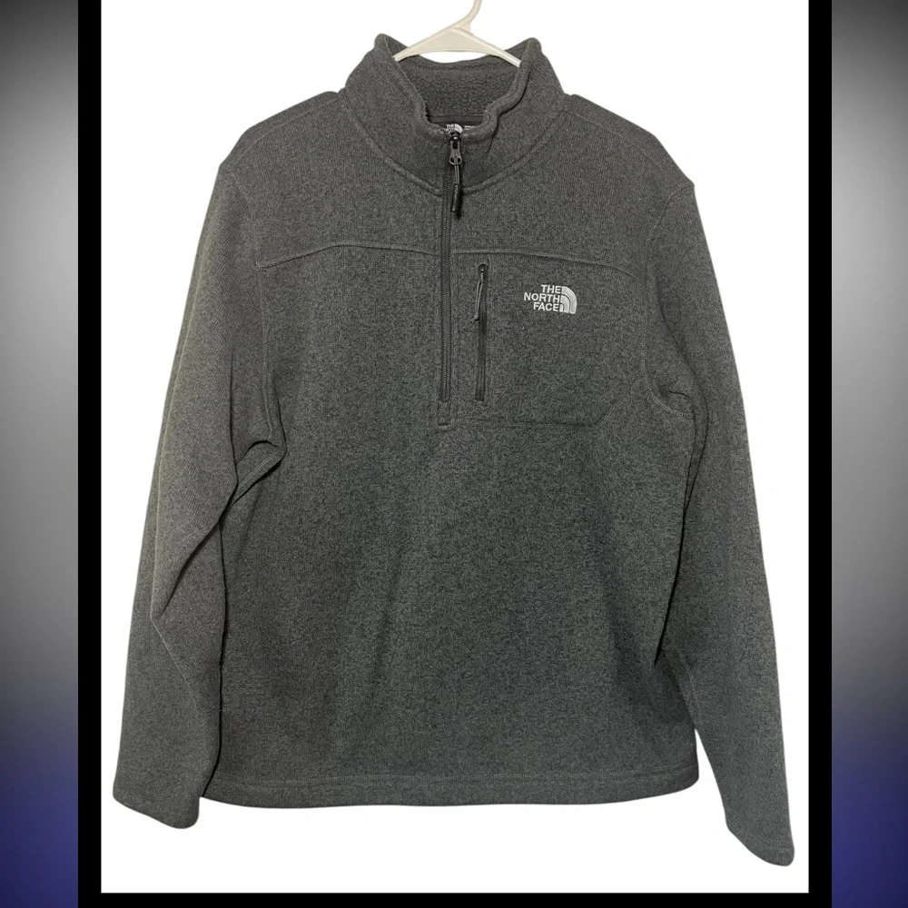 The North‎ Face Gray Men’s 1/4 Zip Fleece Pullover Sweater Sz L/G